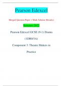 Pearson Edexcel Merged Question Paper + Mark Scheme (Results) Summer 2022 Pearson Edexcel GCSE (9-1) Drama  (1DR0/3A) Component 3: Theatre Makers in  Practice Turn over  Paper reference   *P66350A* P66350A ©2022 Pearson Education Ltd. Q:1/1/1/1/1/1/1 Qu