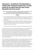 AQA ENGLISH LITERATURE B - A* ESSAY - Atonement – Ian McEwan ‘Paul Marshall is a criminal with nothing to redeem him.’