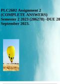 PLC2602 Assignment 2 (COMPLETE ANSWERS) Semester 2 2023 (206278) -DUE 28 September 2023.