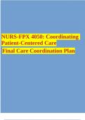 NURS-FPX 4050: Coordinating Patient-Centered Care Final Care Coordination Plan