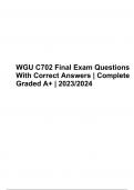 WGU C702 Final Exam Questions With 100% Correct Answers | Graded A+ | Latest 2023/2024 (VERIFIED)
