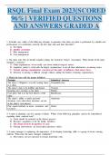 RSQL Final Exam 2023{SCORED  96%} VERIFIED QUESTIONS  AND ANSWERS GRADED A