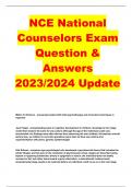 NCE National Counselors Exam Question & Answers 2023/2024 Update