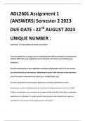 ADL2601 Assignment 1 (ANSWERS) Semester 2 2023 DUE DATE : 22nd AUGUST 2023