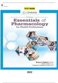 Essentials of Pharmacology for Health Professions 9th Edition by Bruce Colbert, Adam James & Elizabeth Katrancha   -  Complete, Elaborated and Latest (Test Bank) Updated for 2023