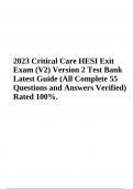 Critical Care HESI Exit Exam Version 2  | 55 Questions With Answers | 100% Correct | 2023/2024t