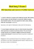 Med Surg 3 Exam 1 questions and answers latest 2023 - 2024 [100% correct answers]
