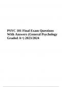 PSYC 101 (General Psychology) Final Exam Questions With Answers | Latest Graded A+ | 2023/2024