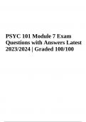 PSYC 101 (General Psychology) Module 7 Exam Practice Questions with Correct Answers - Latest 2023/2024 (Graded A+)