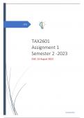 TAX2601 Assignments 2023 - Semester 1 + 2