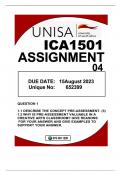 ICA1501 ASSIGNMENT 04 DUE 15AUGUST2023