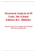 Structural Analysis in SI Units, 10e (Global Edition) R.C. Hibbeler (Solution Manual)