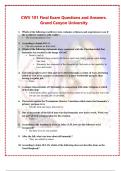CWV 101 Final Exam Questions and Answers. Grand Canyon University