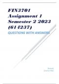 FIN3701 Assignment 1 Semester 2 2023 (614237)