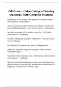 OB Exam 1 Galen College of Nursing Questions With Complete Solutions