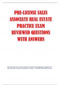 PRE-LICENSE SALES  ASSOCIATE REAL ESTATE  PRACTICE EXAM REVIEWED QUESTIONS  WITH ANSWERS