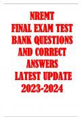 NREMT  FINAL EXAM TEST  BANK QUESTIONS  AND CORRECT  ANSWERS   LATEST UPDATE  2023-2024