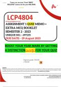 LCP4804 ASSIGNMENT 1 QUIZ MEMO - SEMESTER 2 - 2023 - UNISA - (UNIQUE NUMBER: - 697235) (DISTINCTION GUARANTEED) – DUE DATE :- 29 AUGUST 2023.