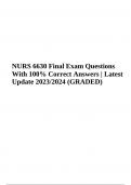 NURS 6630 / NURS6630 Final Exam Questions With 100% Correct Answers Latest Update 2024 (GRADED)