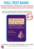 Test Bank for Nursing Research Generating and Assessing Evidence for Nursing Practice 11th Edition By Denise Polit; Cheryl Beck 9781975110642 Chapter 1-33 Questions and Answers A+