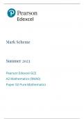 PEARSON EDEXCEL GCE A2 MATHEMATICS (9MAO) PAPER 02 PURE MATHEMATICS- SUMMER 2023 (MARK SCHEME)