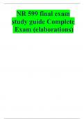 NR 599 final exam study guide Complete  Exam (elaborations)
