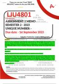 LJU4801 ASSIGNMENT 2 MEMO - SEMESTER 2 - 2023 - UNISA - (UNIQUE NUMBER: -) (DISTINCTION GUARANTEED) – DUE DATE:- 1 SEPTEMBER 2023