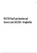 MAT250 General Calculus I: Final Exam Questions and Answers Latest 2023/2024 - Straighterline