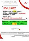 PVL3702 ASSIGNMENT 2 QUIZ MEMO - SEMESTER 2 - 2023 - UNISA - (UNIQUE NUMBER: -  ) (DISTINCTION GUARANTEED) – DUE DATE 8 SEPTEMBER 2023