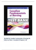 Test Bank for Canadian Fundamentals of Nursing, 6th Edition by Potter ||Complete All Chapters 1 -48 ||100%  Verified Answers ||A+ Graded  Solution Guide 