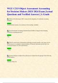 WGU C213 Object Assessment Accounting for Decision Makers 2023/ 2024 Exam |Actual Questions and Verified Answers | A Grade