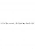 ECN355 Macroeconomic Policy Exam Paper May 2021/2022.