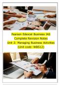 Pearson Edexcel Business IAS Complete Revision Notes Unit 2: Managing Business Activities (Unit code: WBS12)