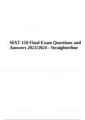 MAT 150 Final Exam Questions and Answers | Latest Update 2023/2024 | Straighterline