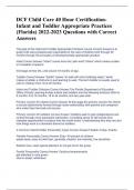 DCF Child Care 40 Hour Certification- Infant and Toddler Appropriate Practices (Florida) 2022-2023 Questions with Correct Answers 
