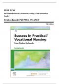 Test Bank - Success in Practical/Vocational Nursing: From Student to Leader, 9th Edition (Knecht, 2021), Chapter 1-19 | All Chapters