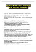 Nursing 460 Exam 1 Questions With Answers Graded A+