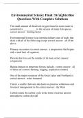 Environmental Science Final: Straighterline Questions With Complete Solutions
