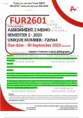 FUR2601 ASSIGNMENT 2 MEMO - SEMESTER 2 - 2023 - UNISA - (UNIQUE NUMBER: - 720564 ) (DISTINCTION GUARANTEED) – DUE DATE:- 30 SEPTEMBER 2023