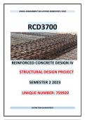 RCD3700 Design Project Solutions Semester 2 2023