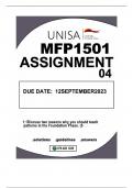 MFP1501 ASSIGNMENT 04 DUE 12SEPTEMBER2023