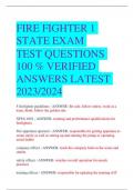 FIRE FIGHTER 1 STATE EXAM TEST QUESTIONS  100 % VERIFIED ANSWERS LATEST 2023/2024