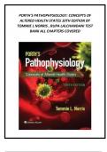 Porth's Pathophysiology Concepts of Altered Health States 10th Edition by Tommie L Norris , Rupa Lalchandani Test Bank All Chapters Covered.