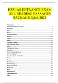 HESI A2 ENTRANCE EXAM ALL READING PASSAGES PACKAGE Q&A 2023