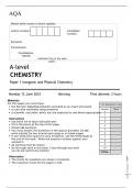 AQA   A level Chemistry Paper 1 Inorganic and Physical Chemistry june 2023