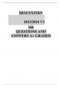 HESI EXITRN  2023/2024 V3 160 QUESTIONS AND  ANSWERS A+ GRADED
