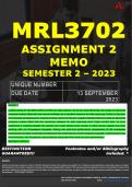 MRL3702 ASSIGNMENT 2 MEMO - SEMESTER 2 - 2023 - UNISA - DUE DATE: - 13 SEPTEMBER 2023 (DETAILED MEMO – FULLY REFERENCED – 100% PASS - GUARANTEED)