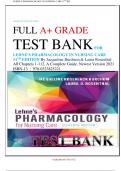 FULL A+ GRADE TEST BANK FOR  LEHNE’S PHARMACOLOGY IN NURSING CARE 11TH EDITION By Jacqueline Burchum,& Laura Rosenthal(2021) All Chapters 1-112, A Complete Guide, Newest Version, ISBN-13 ‏ : ‎ 978-0323825221, Ace Your Exam