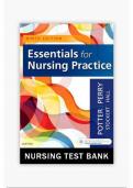 TEST BANK. Essentials for Nursing Practice 9th Edition Potter. All Chapters 1-40.