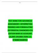 Test Bank for Advanced Assessment: Interpreting Findings and Formulating Differential Diagnoses, 4th Edition, Mary Jo Goolsby, Laurie Grubbs, ISBN-13: 9780803668942